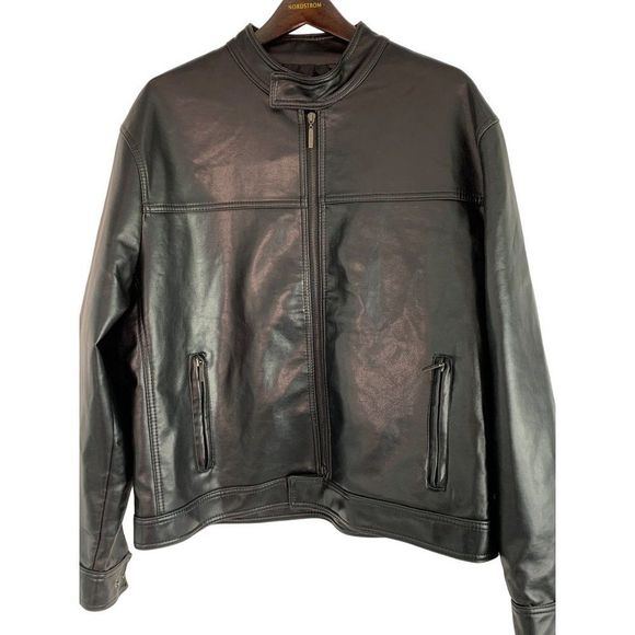 Men’s Emporio leather jacket brown Italian zip large 6157 Brown moto EUC
